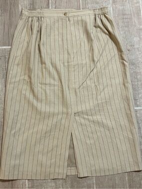 Jessica London Cream Pinstripe Trousers with Subtle Brown Stripes